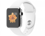 Apple Watch 38mm Stainless Steel case White Sport band (MJ30...