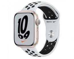 Apple Watch Series 7 Nike GPS 41mm Starlight Aluminum Pure Platinum/Black Nike Sport Band (MKN33)